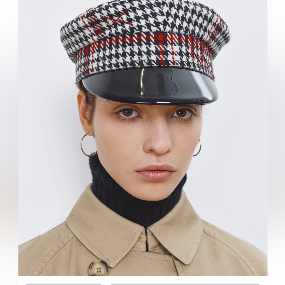 Ruslan baginskiy red white and black baker boy hat